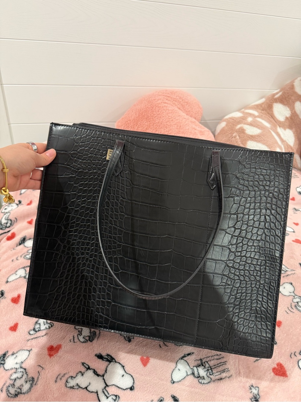 BEIS Black Croc-Embossed Tote - Picture 4 of 16